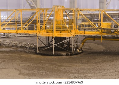 Large Round Floatation Machine Tank Full Of Liquid At Plant