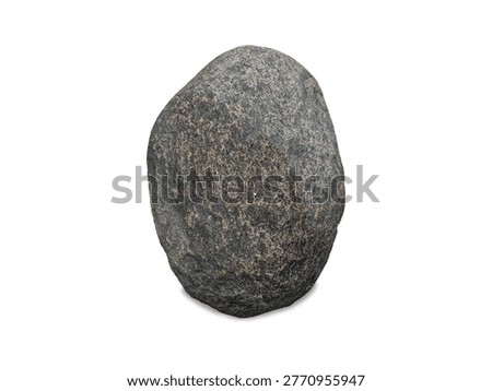 Large rounded granite boulder isolated on white background