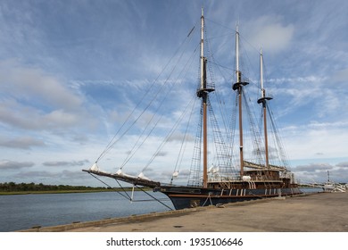 Large Sail Boat At The Docks Of Brunswick, GA, USA.