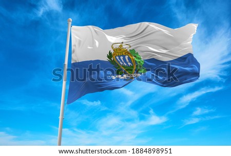 Large San Marino flag waving in the wind