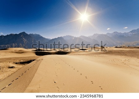 Large sand dunes in Sakardu, Pakistan's northern areas, in the 