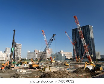 Large scale construction site in the coastal area