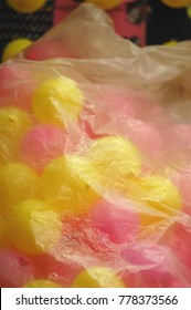 Large See Through Bag Of Yellow And Pink Balloons Carnival Decorations