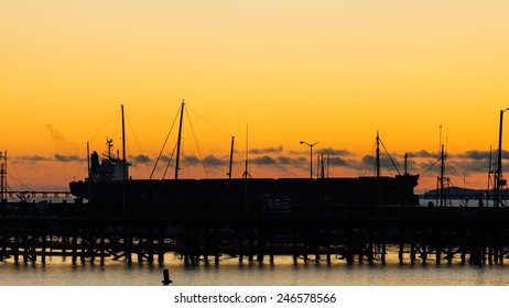 Large Ship at Sunset