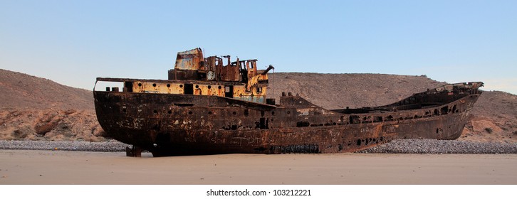 Large shipwreck on the beach in East Africa.. - Powered by Shutterstock