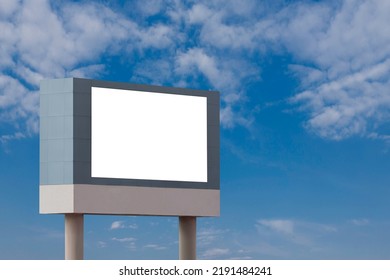 Large Sign Board With Blue Sky Background, Sports Arena Scoreboard With Blue Sky Background.