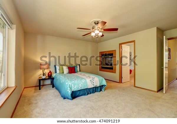 Large Simple Bedroom Interior Wall Mounted Stock Photo Edit