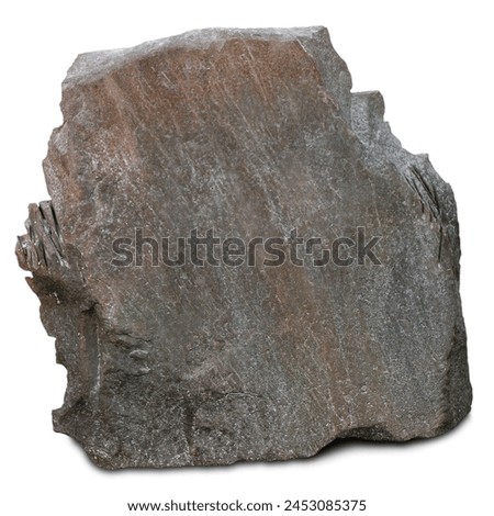 Large single flat stone on a white background