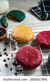 large size cookies made from flour and various flavors