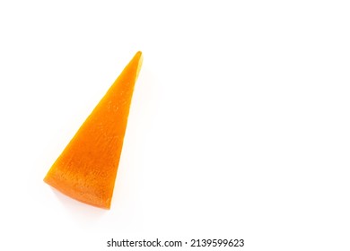 Large Slice Of Smoked Gouda Cheese On A White Background.