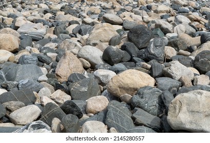 Large And Small River Stones.Background.