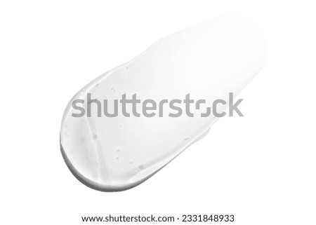 A large smear or drop of a transparent gel, serum. On an empty transparent background.