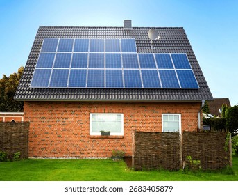 large solar panel on a rooftop, with dark cloudy background