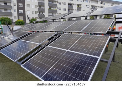 Large Solar Panels Array at Trailer Portable Power Equipment Technology