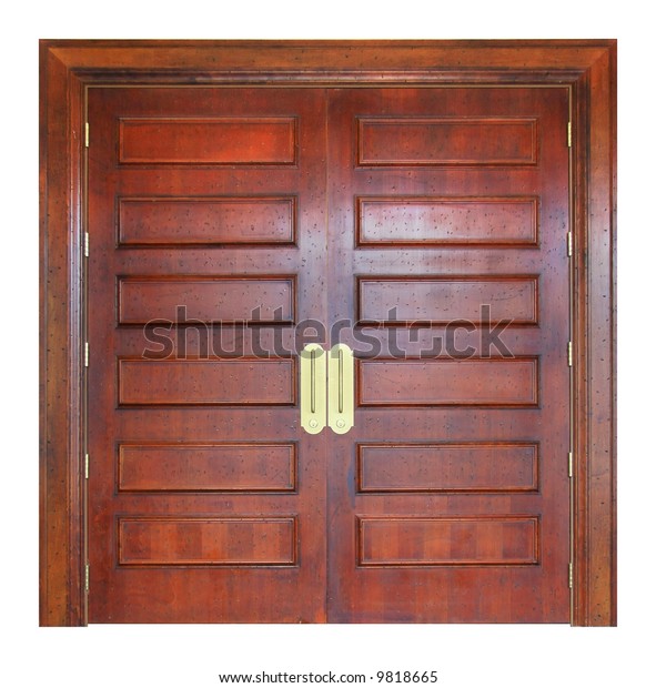 Large Solid Wooden Double Doors Entry Objects Interiors