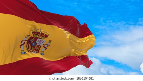 Large Spanish Flag Waving Wind Stock Photo 1912066825 | Shutterstock