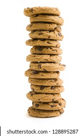 Large Stack Of Chocolate Chip Cookies