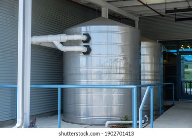 Large stainless steel rain capture tanks