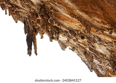 Large stalactites hanging down from open cave ceiling in Grande Grotta on Kalymnos during sunny day - Powered by Shutterstock