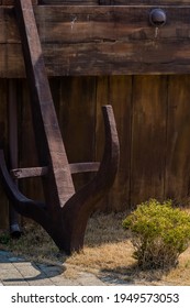 Large Steel Anchor On Stern Of Replica 14th Century Korean Ship, Panokseonm, From The Joseon Dynasty.