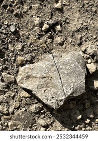 Large stone broken in half