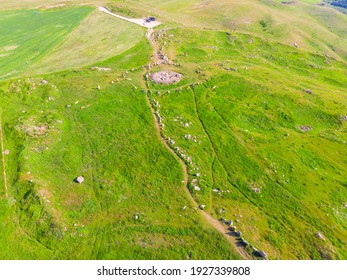 Large Stones In A Field With Round Holes In Karahunj - Armenian Stonehenge, Zorats Karer, Armenia Top View