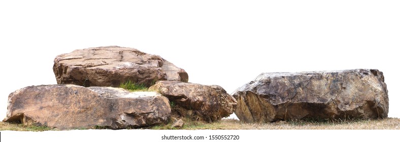 The large stones are on the grass isolated on white background.clipping path. - Shutterstock ID 1550552720