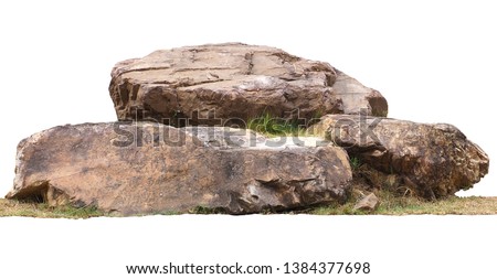 The large stones are on the grass isolated on white background.clipping path. 