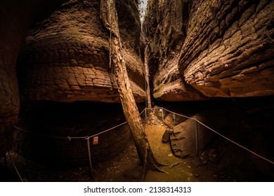Large stones that resemble snake scales. This is Naka Cave, Bueng Kan Province. Thailand