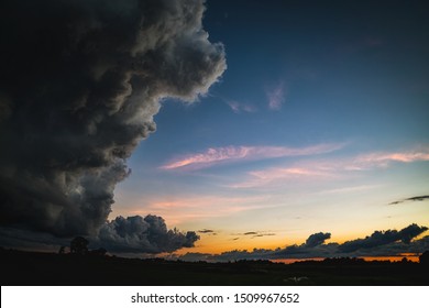 large storm clouds at sunest 