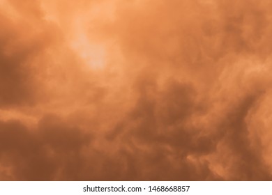 A Large Storm Formed, Powdered Dust And Sand On The Ground Were Blown Into The Clouds, Causing The Orange Glow To Look Horrible. Extreme Weather Events.