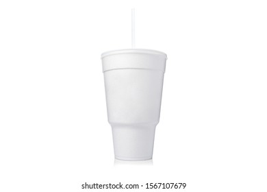 Large Styrofoam Cup With Straw