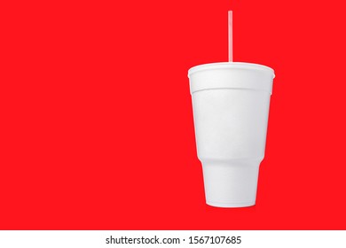 Large Styrofoam Cup With Straw