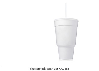 Large Styrofoam Cup With Straw