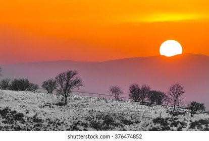 large sun at sunset