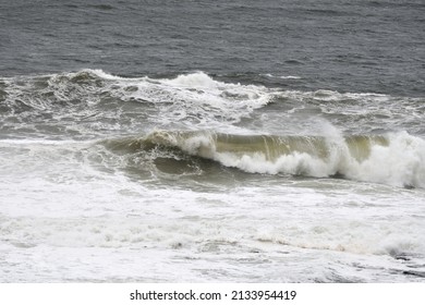 Large Surf Waves On Beach