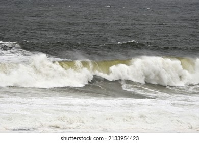 Large Surf Waves On Beach