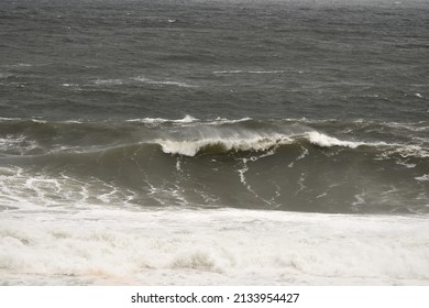 Large Surf Waves On Beach