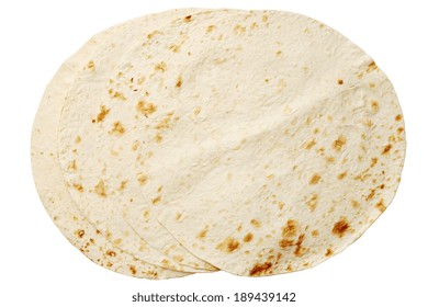 Large Thin Pita Bread, Isolated On White Background