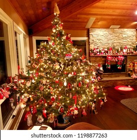 Christmas Tree Log Cabin Stock Photos Images Photography