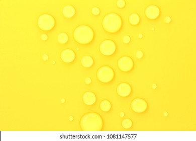 Large Water Drops On Yellow Background Stock Photo 1081147577