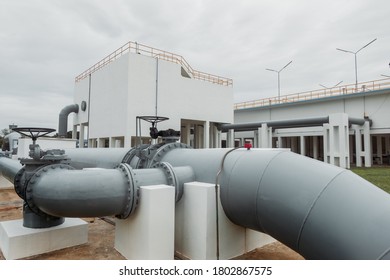 Large Water Pipe In A Sewage Treatment Plant