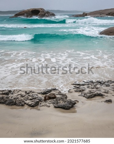 Large waves rolling into shore at Twilight Cove Esperance Western Australia