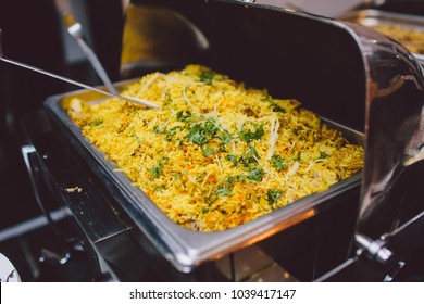 A Large Wedding Buffet Serving Ethnic Food 