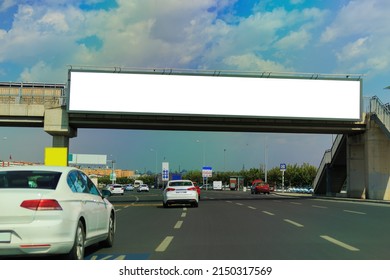 Large white billboards for outdoor advertising and information boards along the roads and on the streets of the city. Background for design and advertising.