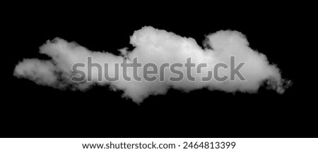 Large white clouds. Cloud isolated on black sky with fluffy white cloudscape texture. Black sky nature background, cloudy, white and black, horizontal