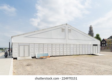 Large White Event Tent Under A Sunny Sky