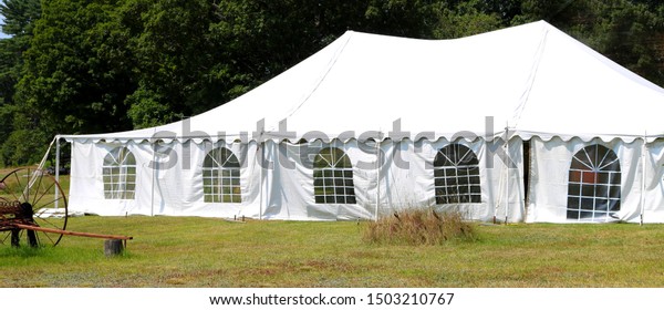 Large White Events Wedding Reception Tent Stock Photo Edit Now