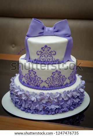 Large White Gold Wedding Cake Cake Stock Photo Edit Now 1247476735