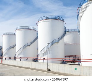 large white Industrial tanks for petrol   oil